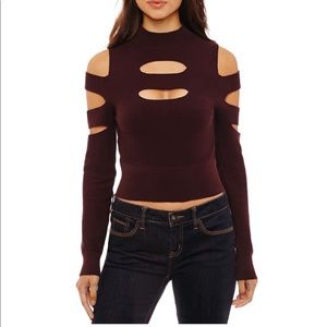 NWT! Red cut out long sleeve